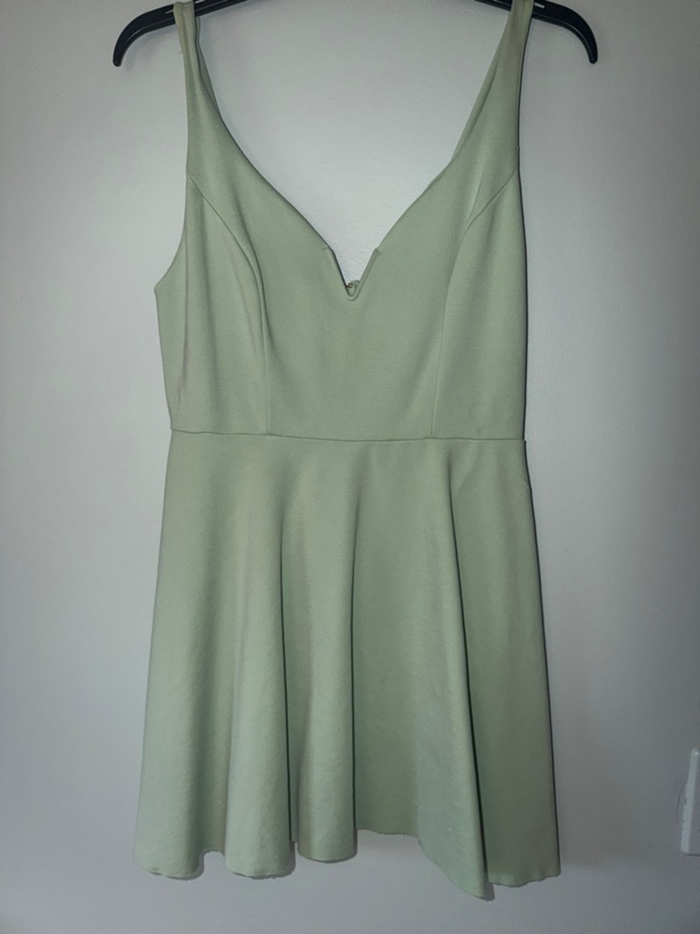 Sage Green V-Neck Fit & Flare Mini Dress